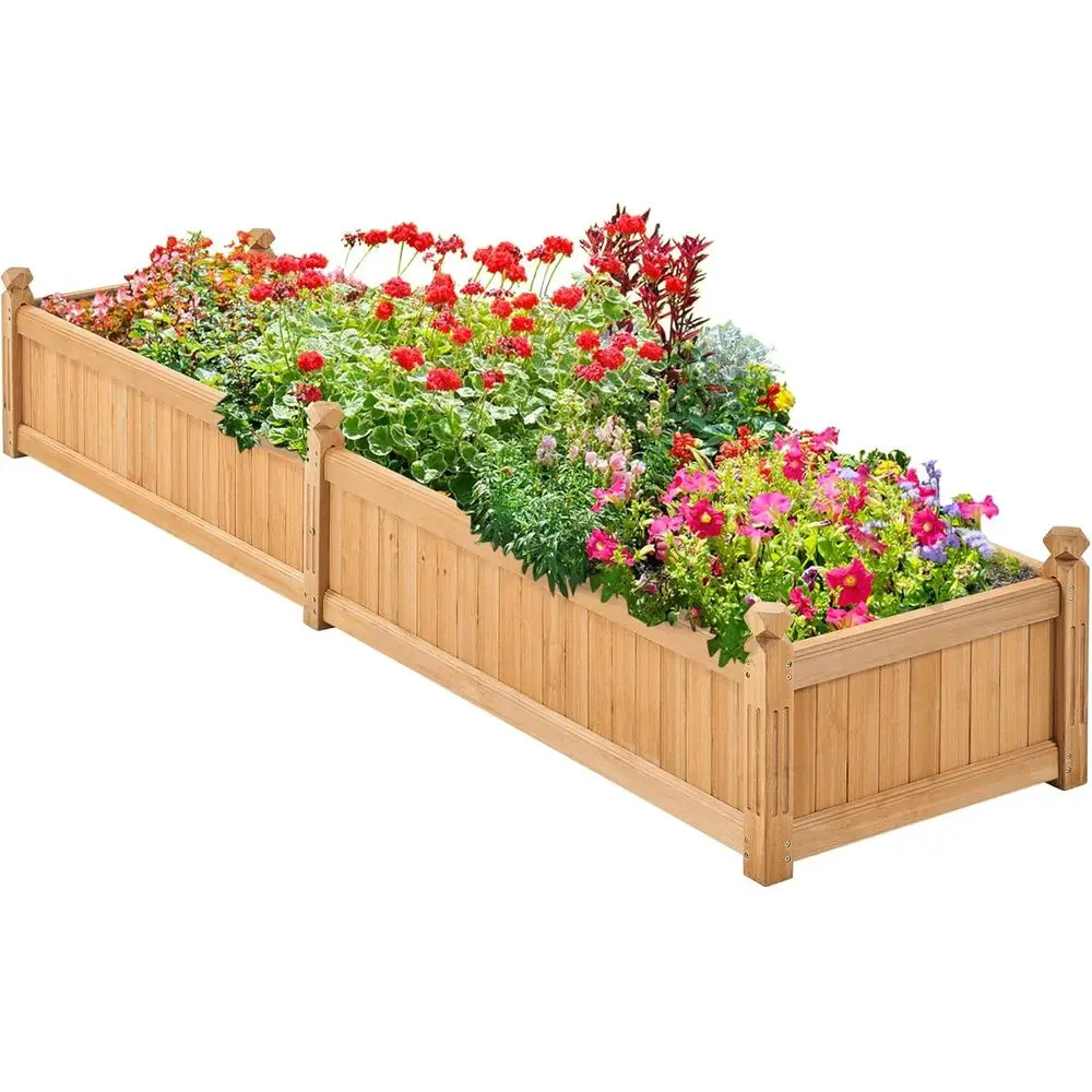 Raised Bed Planter Box - Jardinera Elevada de Madera Marrón Claro