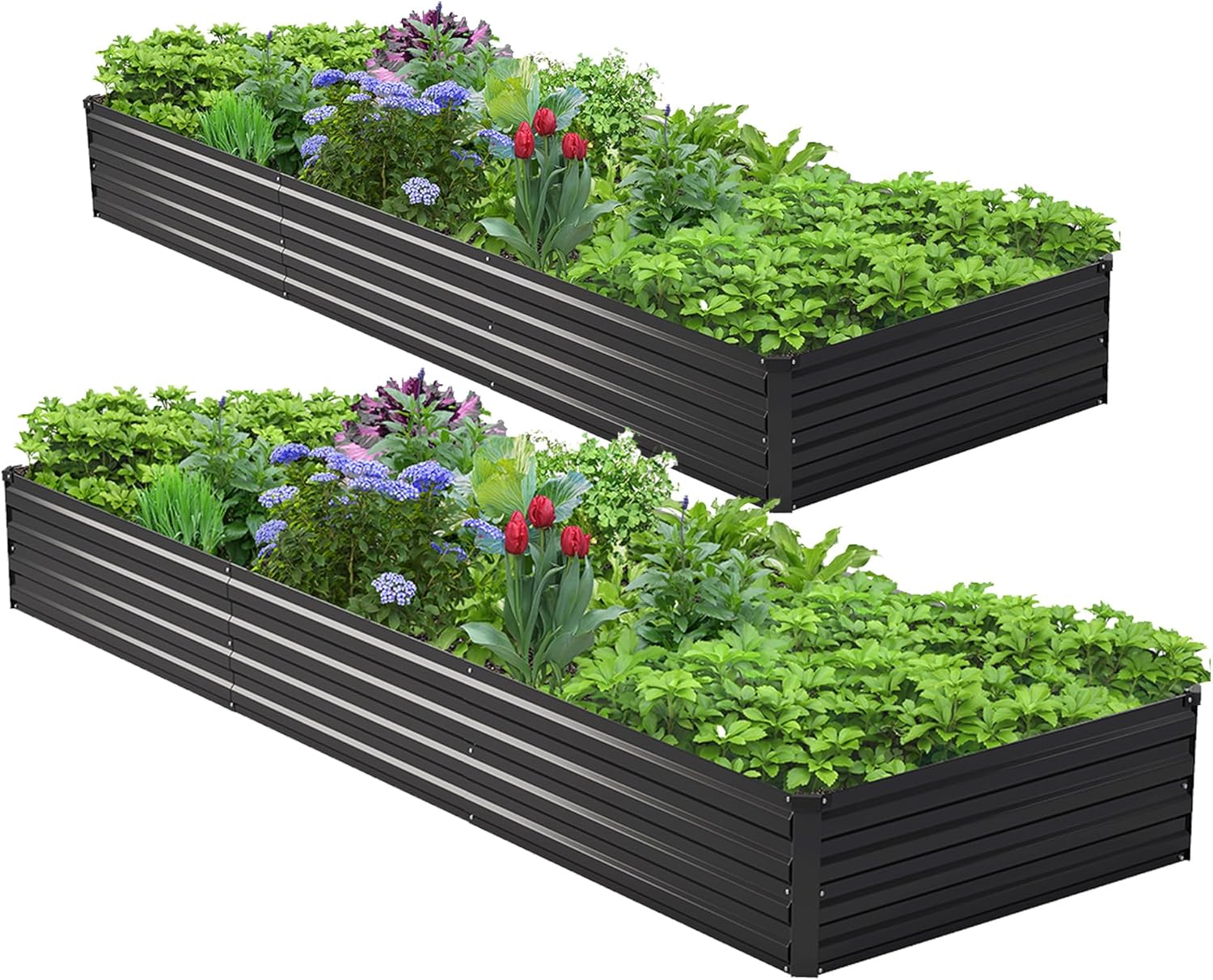 Raised Bed Planter Box - Kit de 2 Macetas Elevadas Galvanizadas