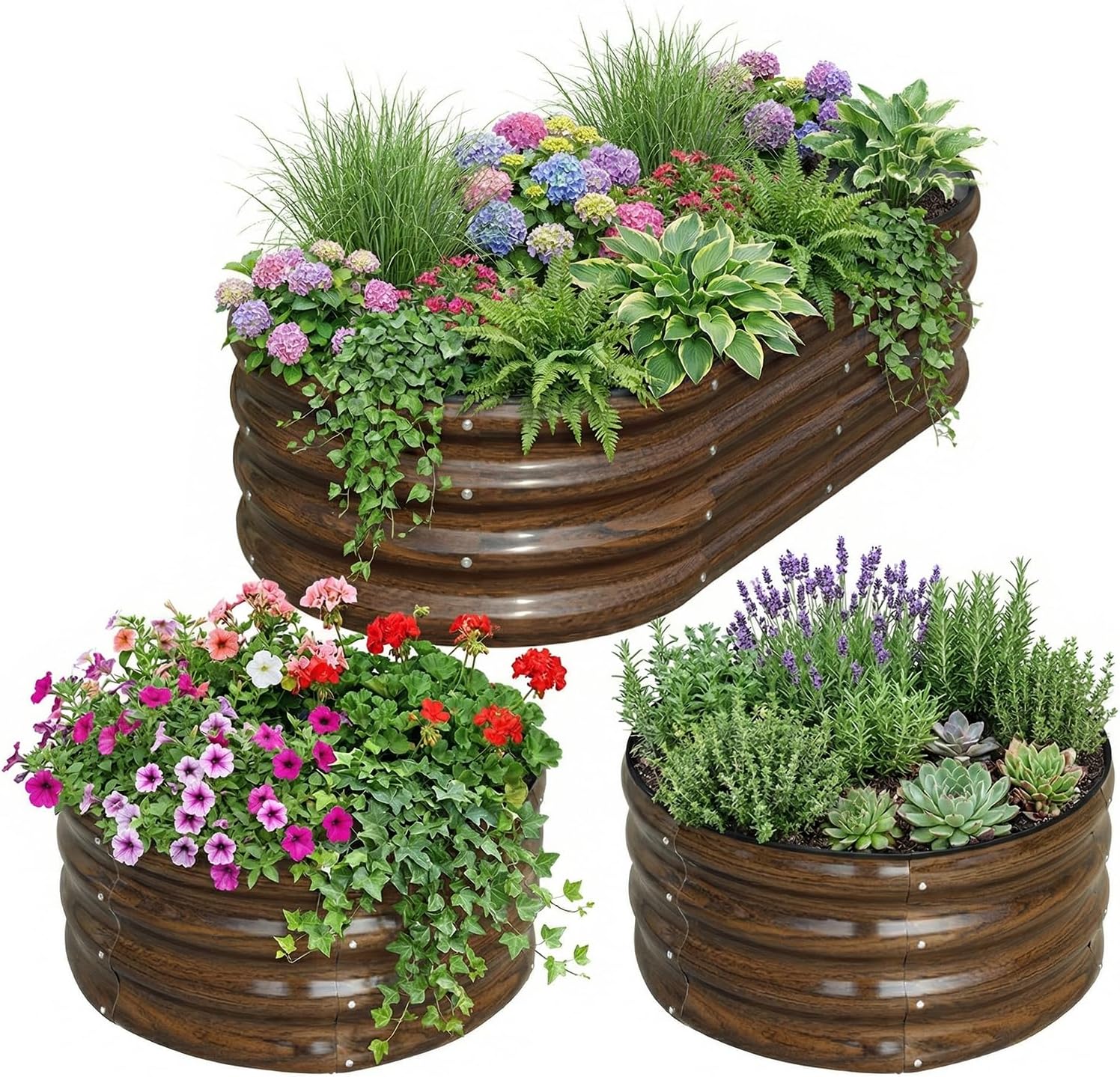 Raised Bed Planter Box - Kit de 3 Jardineras Elevadas de