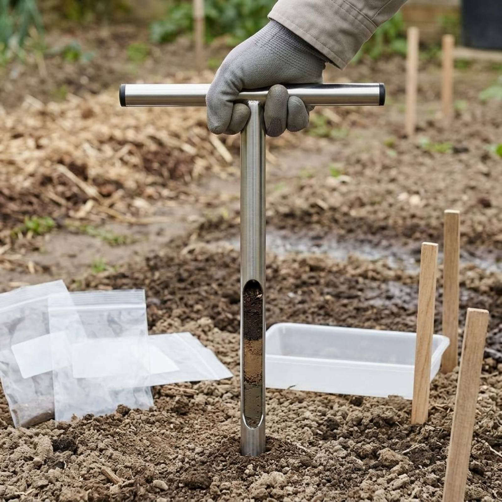 Gardening Tools Long - Muestreador de Suelo de Acero Inoxidable,