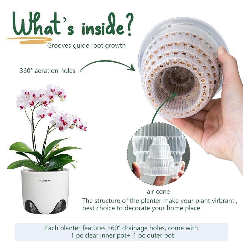 Orchid Potting Mix - Macetas de orquídeas Meshpot con agujeros,