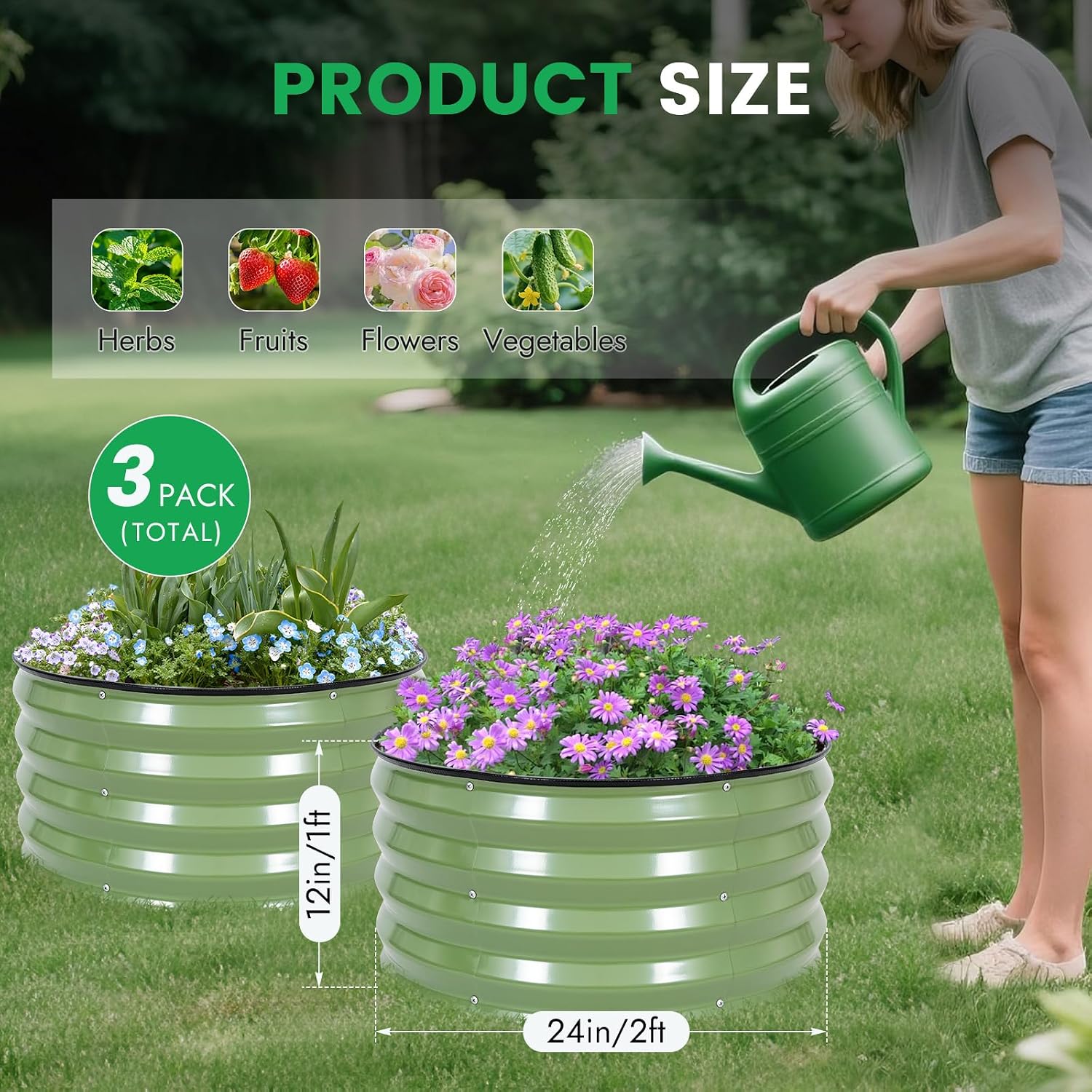 Juego de 3 Macetas Redondas Ga - Raised Bed Planter Box reseña y precio