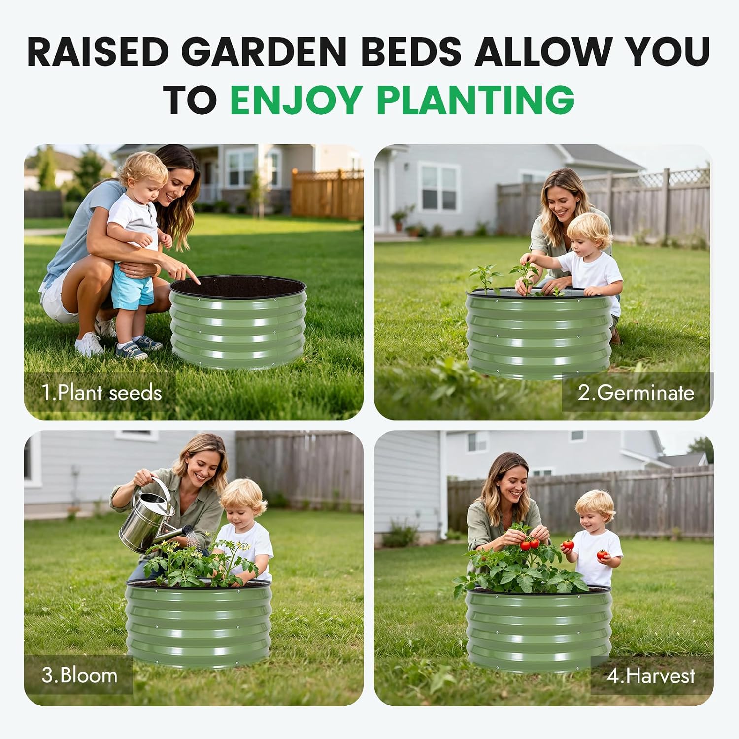 Juego de 3 Macetas Redondas Ga - Raised Bed Planter Box reseña y precio