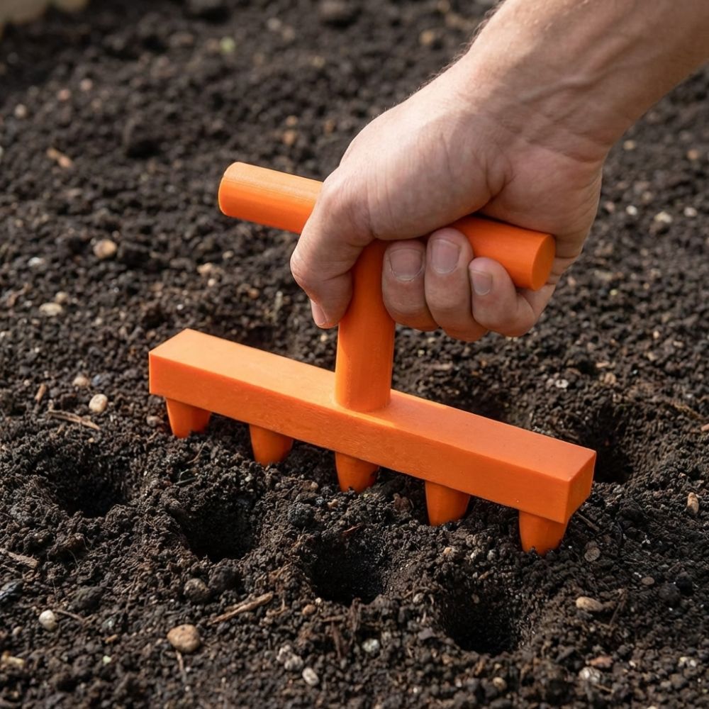 Herramienta perforadora de sue - Garden Row Marker reseña y precio