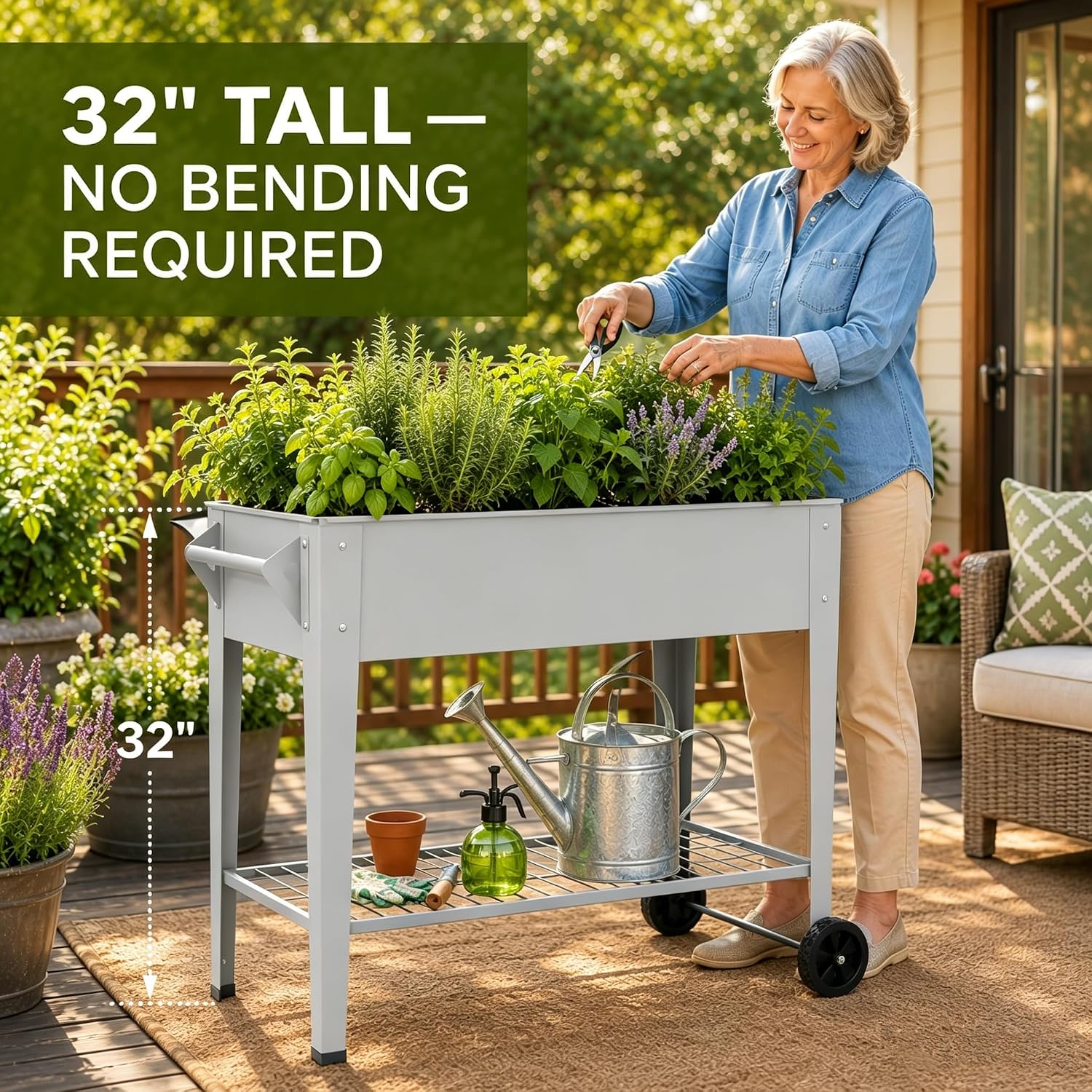 Jardinera Elevada con Ruedas,  - Raised Bed Planter Box reseña y precio