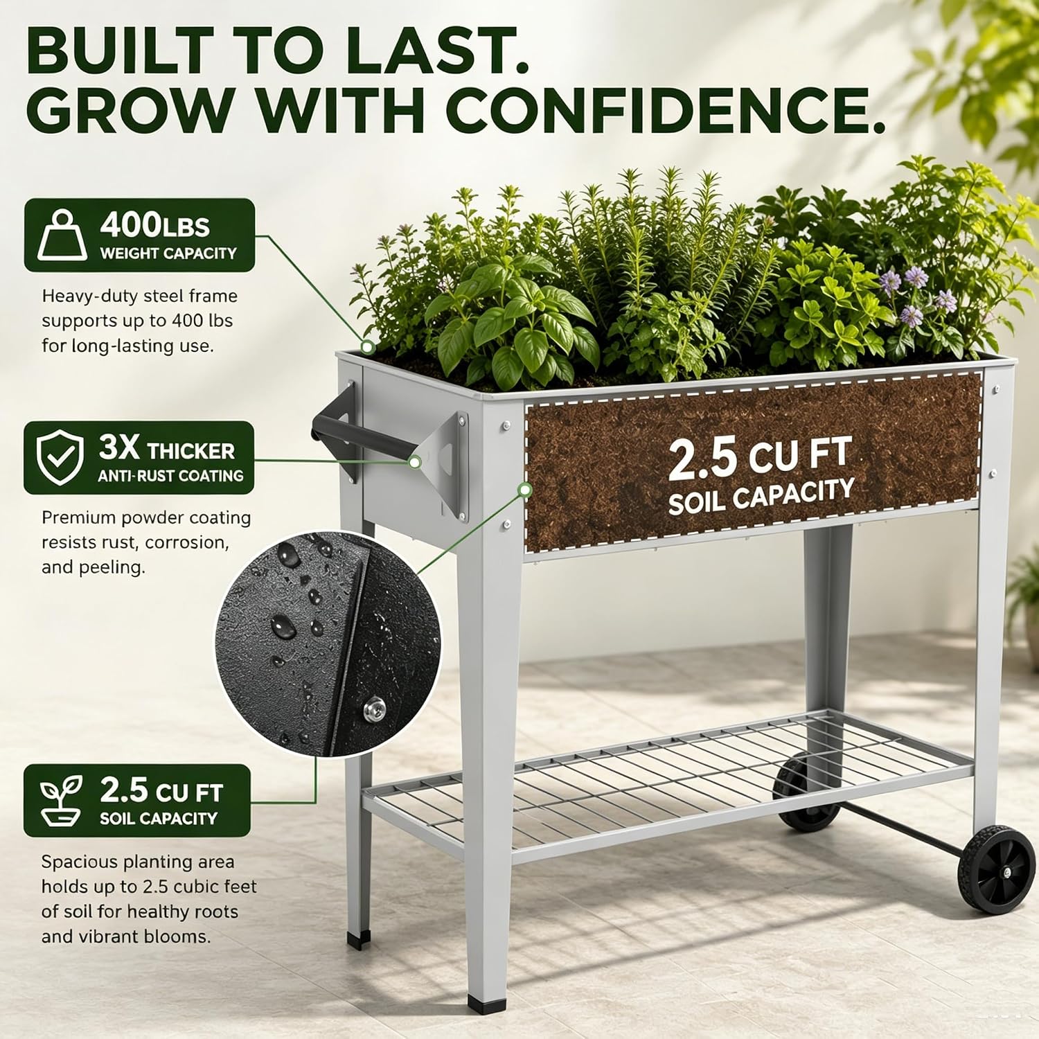 Jardinera Elevada con Ruedas,  - Raised Bed Planter Box reseña y precio